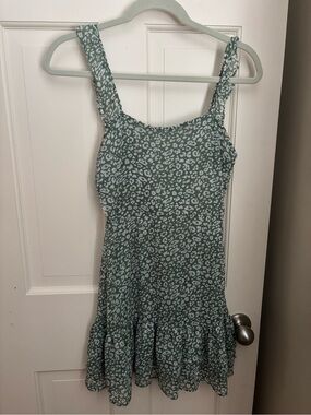 Altar'd State Sage Green and White Leopard Print Mini Dress